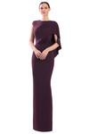 Alexander by Daymor 3305F26 3D Flower Cap Sleeve Drape Gown