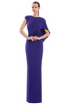 Alexander by Daymor 3305F26 3D Flower Cap Sleeve Drape Gown
