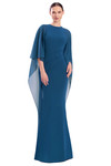 Alexander by Daymor 3308F26 Crepe Round Neck Drape Cape Gown