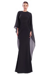 Alexander by Daymor 3308F26 Crepe Round Neck Drape Cape Gown