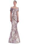 Alexander by Daymor 3315F26 Rosette Drape Bustier Long Gown