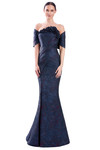 Alexander by Daymor 3338F26 Asymmetrical 3D Flower Neck Gown