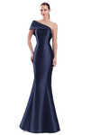 Alexander by Daymor 3344F26 Asymmetrical Fold-over Neck Gown