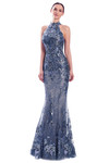 Alexander by Daymor 3347F26 Beaded Lace Halter Neck Gown