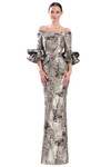 Alexander by Daymor 3354F26 Off-shoulder Flounce Sleeve Gown