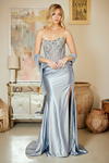 Amelia Couture 2144 Beaded Corset Scoop Neck Strapless Dress