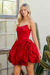 Amelia Couture 2081S Scoop Neck Strapless Balloon Mini Dress