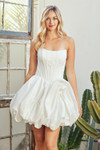 Amelia Couture 2081S Scoop Neck Strapless Balloon Mini Dress