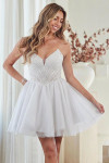 Amelia Couture JQ1103S Beaded V-neck Strapless Mini Dress