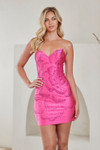 Amelia Couture 3109S Floral Beaded Strapless Mini Dress