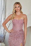 Amelia Couture 8089S Beaded Scoop Neck Strapless Mini Dress