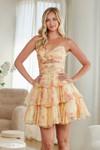 Amelia Couture 9086S Floral Sweetheart Strapless Mini Dress