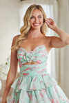 Amelia Couture 9086S Floral Sweetheart Strapless Mini Dress