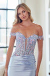 Amelia Couture 9089S Beaded Floral Off-shoulder Mini Dress