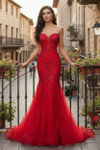 Amelia Couture 7090 Sheer Illusion Corset Strapless Gown