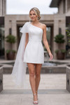 Nox Anabel Y7003W Satin Tulle One Shoulder Neck Mini Dress