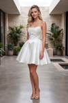 Nox Anabel R7068W Satin Scoop Neckline Strapless Mini Dress