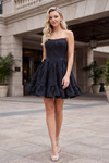 Nox Anabel A7019 Floral Jacquard Ruffle Strapless Mini Dress