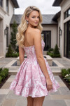 Nox Anabel A7019 Floral Jacquard Ruffle Strapless Mini Dress