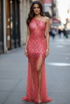 Jovani 38777 Sequins Embellished Tulle One Shoulder Dress
