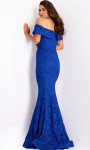 Jovani 44417 Stretch Lace Fold-Over Neck Off Shoulder Gown