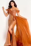 Jovani 45642 Beaded Mesh Off-Shoulder Tulle Overskirt Gown