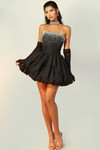 Jovani 28098 Crystal Embellished Bubble Strapless Mini Dress