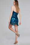 Jovani 40811 Sequins Beaded Fringe Strapless Mini Dress