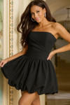 Jovani 45654 Satin Bubble Hem Skirt Strapless Short Dress