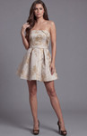 Jovani 46549 Jacquard Floral Pattern Strapless Mini Dress