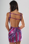 Jovani 46872 Striped Sequin Plunging V-neck Mini Dress