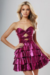 Jovani 47744 Sequin Cut Out Tiered Strapless Mini Dress