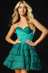 Jovani 47763 Satin Organza Ruffled Strapless Mini Dress