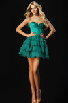 Jovani 47763 Satin Organza Ruffled Strapless Mini Dress