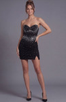 Jovani 48367 Sequin Rhinestone Strapless Ruched Mini Dress