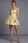 Jovani 49406 Taffeta Brocade Tiered Strapless Mini Dress
