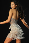 Jovani 49813 Fringe Layers Halter Neck Sleeveless Mini Dress