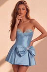 Jovani 49909 Satin Sweetheart Neckline Strapless Mini Dress