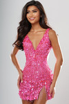 Jovani 51547 Beaded Fringe V-Neck Sleeveless Mini Dress