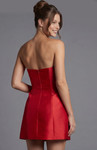 Jovani 51549 Satin Straight Neck Bow Strapless Mini Dress