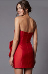 Jovani 51549 Satin Straight Neck Bow Strapless Mini Dress