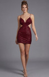 Jovani 51553 Sequin Cut-Out V-Neck Sleeveless Mini Dress