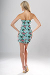 Jovani 51557 Jacquard Floral Sequin Strapless Mini Dress