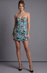 Jovani 51557 Jacquard Floral Sequin Strapless Mini Dress