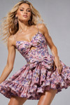 Jovani 51574 Floral Print Cutout Spaghetti Straps Mini Dress
