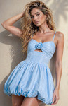 Jovani 51583 Satin Bubble Hem Spaghetti Straps Mini Dress