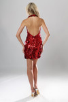Jovani 51650 Sequins Rosette Halter Sleeveless Mini Dress