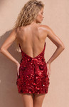 Jovani 51650 Sequins Rosette Halter Sleeveless Mini Dress