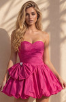 Jovani 51663 Taffeta Bubble Hem Ruched Strapless Mini Dress