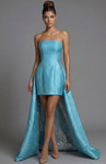 Jovani 51693 Brocade Straight Neck Strapless Mini Dress